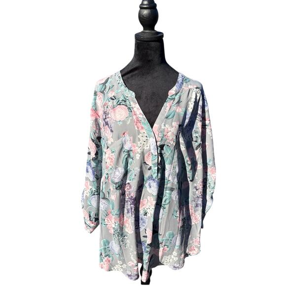 Torrid Size 4 Sheer Floral Blouse Plus Size Cottagecore - Picture 1 of 5